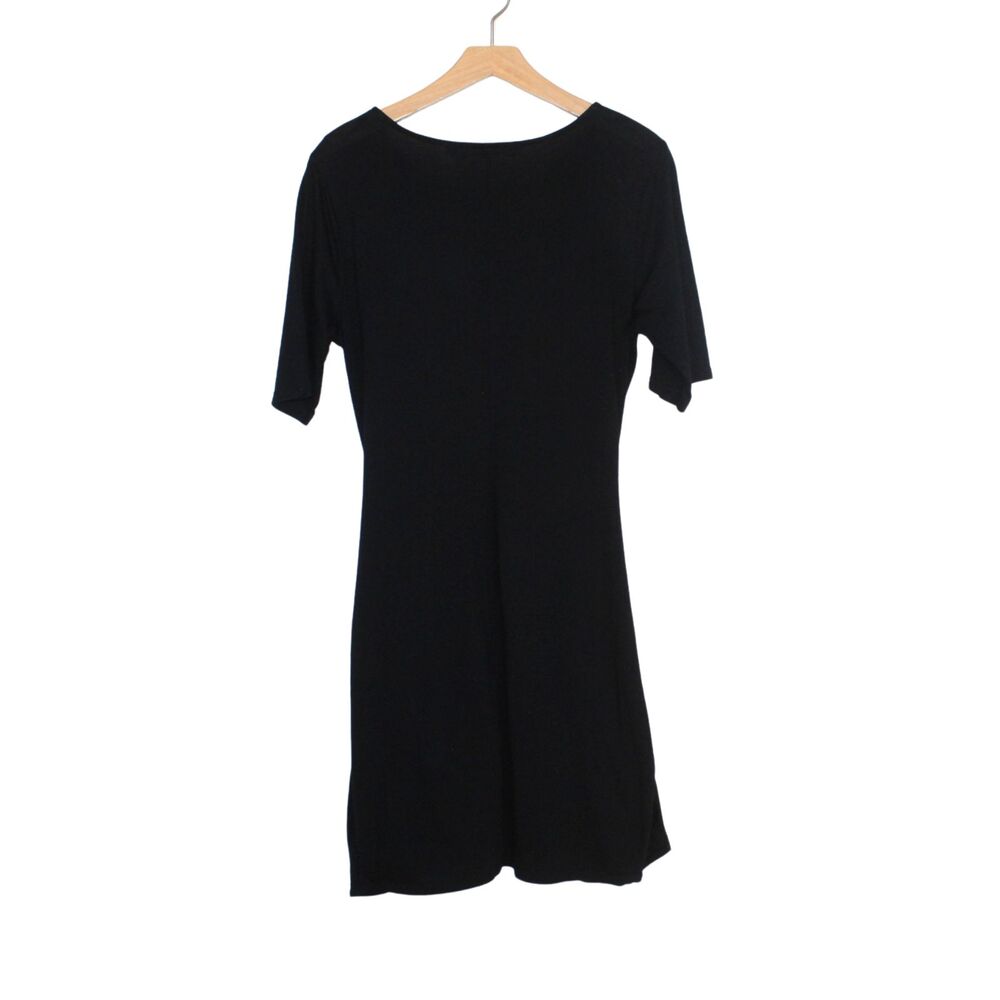 Michael Stars women's t-shirt shift dress size L black short sleeve tie hip lbd - Picture 2 of 13